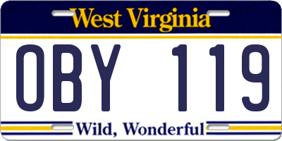 WV license plate OBY119