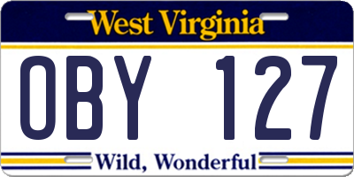 WV license plate OBY127