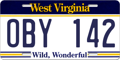 WV license plate OBY142