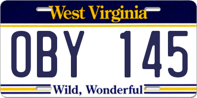 WV license plate OBY145