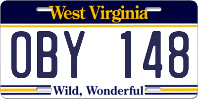 WV license plate OBY148