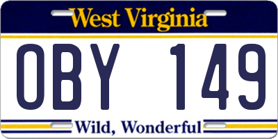 WV license plate OBY149