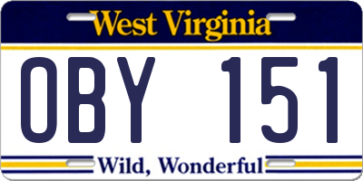 WV license plate OBY151