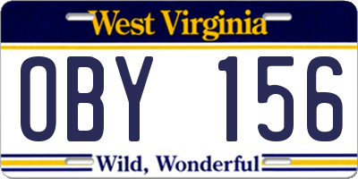 WV license plate OBY156