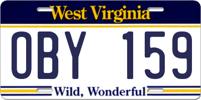 WV license plate OBY159
