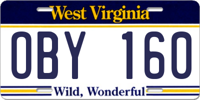 WV license plate OBY160