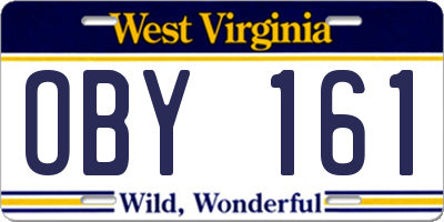 WV license plate OBY161