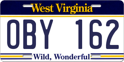 WV license plate OBY162