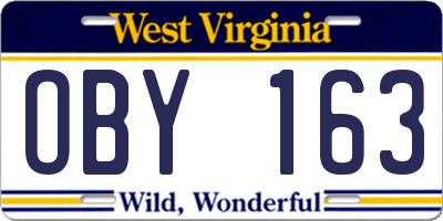 WV license plate OBY163