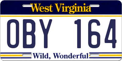 WV license plate OBY164
