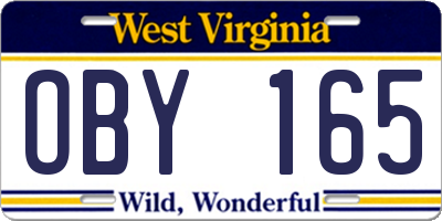 WV license plate OBY165