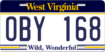 WV license plate OBY168