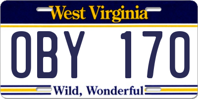 WV license plate OBY170
