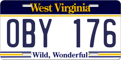 WV license plate OBY176