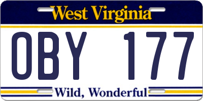 WV license plate OBY177
