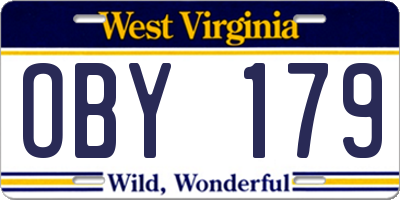 WV license plate OBY179
