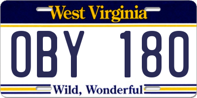 WV license plate OBY180