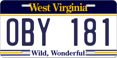 WV license plate OBY181