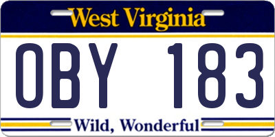 WV license plate OBY183