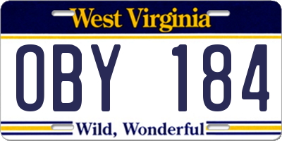 WV license plate OBY184