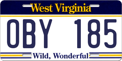 WV license plate OBY185