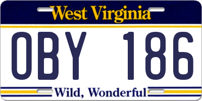 WV license plate OBY186