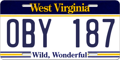 WV license plate OBY187