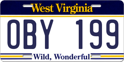 WV license plate OBY199