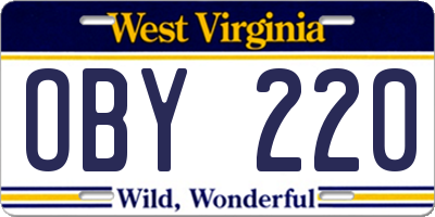 WV license plate OBY220
