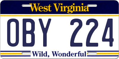 WV license plate OBY224