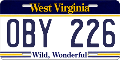 WV license plate OBY226
