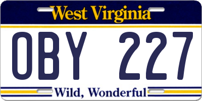 WV license plate OBY227