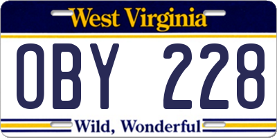 WV license plate OBY228