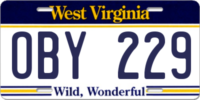 WV license plate OBY229