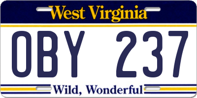 WV license plate OBY237