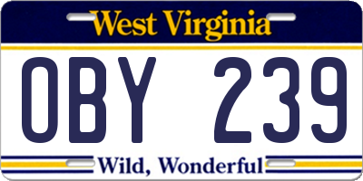 WV license plate OBY239