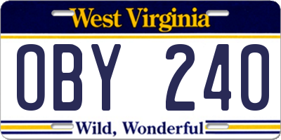 WV license plate OBY240
