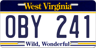 WV license plate OBY241