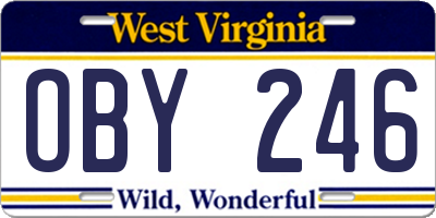 WV license plate OBY246