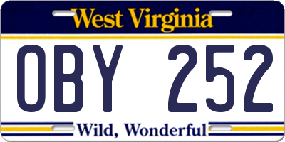 WV license plate OBY252