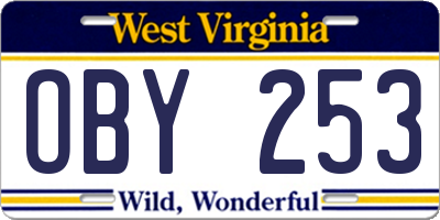 WV license plate OBY253