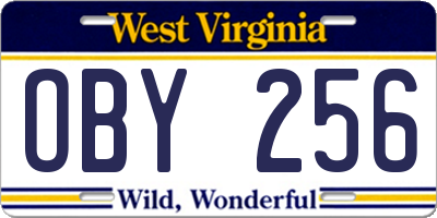 WV license plate OBY256