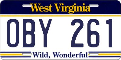 WV license plate OBY261