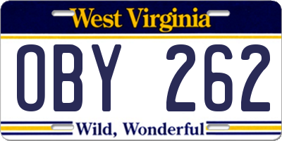 WV license plate OBY262