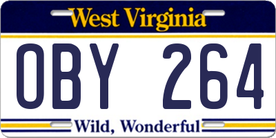 WV license plate OBY264