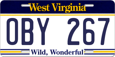 WV license plate OBY267