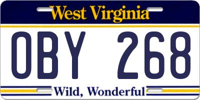 WV license plate OBY268
