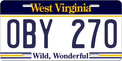 WV license plate OBY270
