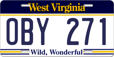 WV license plate OBY271