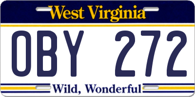 WV license plate OBY272